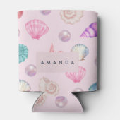 Custom Monogram Coastal Seashell Pearl Ocean Gesch Dosenkühler (Rückseite)