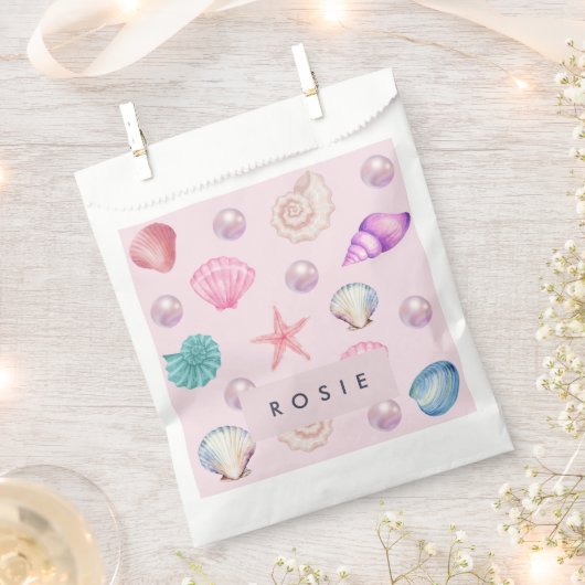 Custom Monogram Coastal Seashell Pearl Ocean Gesch Geschenktütchen (Ausgeschnitten)