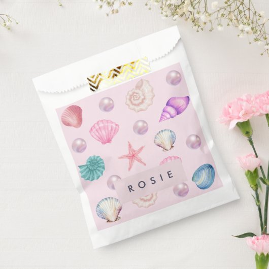 Custom Monogram Coastal Seashell Pearl Ocean Gesch Geschenktütchen (Versiegelt)