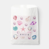 Custom Monogram Coastal Seashell Pearl Ocean Gesch Geschenktütchen (Vorderseite)
