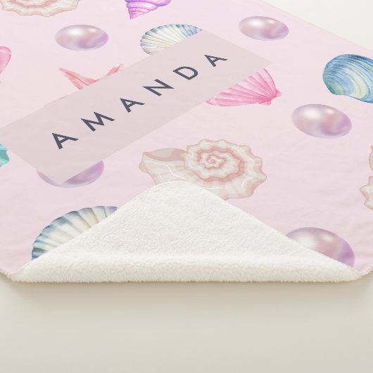 Custom Monogram Coastal Seashell Pearl Ocean Gesch Sherpadecke (3/4)