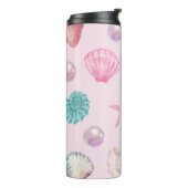 Custom Monogram Coastal Seashell Pearl Ocean Gesch Thermosbecher (Nach links gedreht)