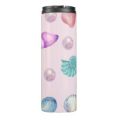 Custom Monogram Coastal Seashell Pearl Ocean Gesch Thermosbecher (Rückseite)