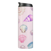 Custom Monogram Coastal Seashell Pearl Ocean Gesch Thermosbecher (Nach rechts gedreht)