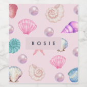 Custom Monogram Coastal Seashell Pearl Ocean Gesch Weinetikett (Einzelnes Label)