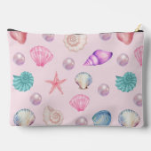 Custom Monogram Coastal Seashell Pearl Ocean Gesch Zubehörtasche (Rückseite)