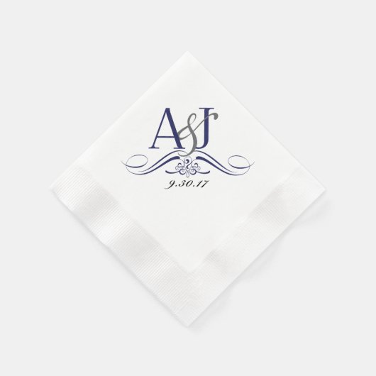 Custom Monogram Coined Luncheon Napkin Serviette (Ecke)