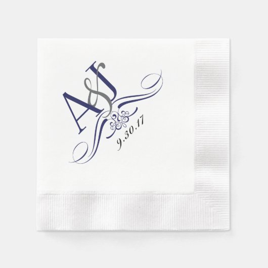 Custom Monogram Coined Luncheon Napkin Serviette (Vorderseite)