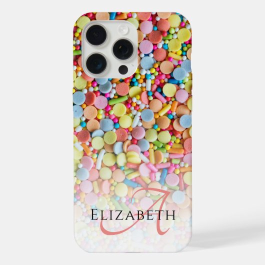 Custom Monogram Colorful Candy Ombre iPhone Hülle (Rückseite)