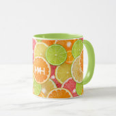 Custom Monogram Colorful Citrus Tasse (VorderseiteRechts)