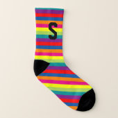 Custom monogram colorful rainbow striped socks socken (Rechts - Außen)