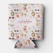 Custom Monogram Coquette Niedlich Girly Throw Kiss Dosenkühler (Vorderseite)