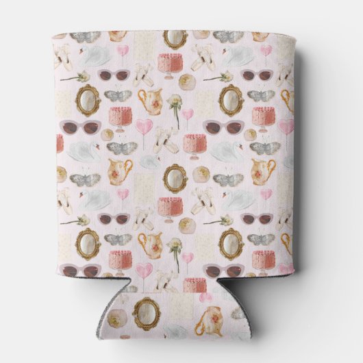 Custom Monogram Coquette Niedlich Girly Throw Kiss Dosenkühler (Rückseite)