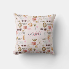 Custom Monogram Coquette Niedlich Girly Throw Kiss Kissen