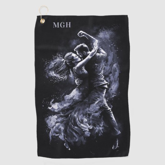 Custom Monogram Dancing Couple Golfhandtuch (Vorderseite)