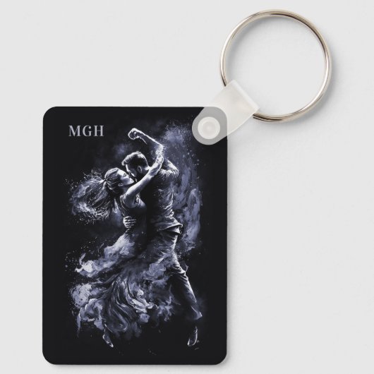 Custom Monogram Dancing Couple Schlüsselanhänger (Rückseite)