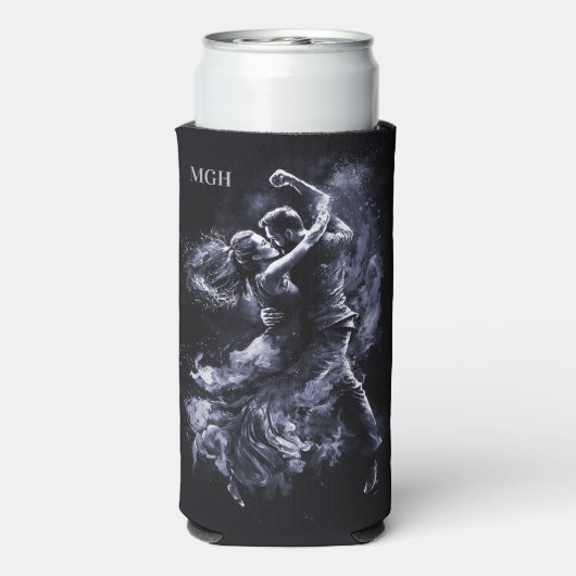 Custom Monogram Dancing Couple Selters Dosenkühler (Seltzer Rückseite)
