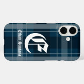 Custom Monogram Dark Blue Kariert Case-Mate iPhone Hülle (Rückseite (Horizontal))