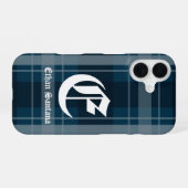 Custom Monogram Dark Blue Kariert iPhone 16 Hülle (Rückseite (Horizontal))