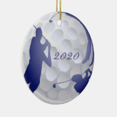 Custom Monogram Dating Golf Sport Hobby Keramikornament (Rechts)