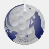 Custom Monogram Dating Golf Sport Hobby Ornament Aus Glas (Rückseite)