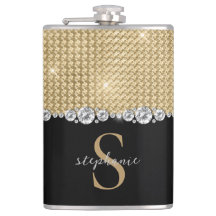 Custom Monogram Diamonds Gold Black Eleganury Luxu