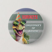Custom Monogram Dinosaurier Dinomite Birthday Part Button (Vorderseite)