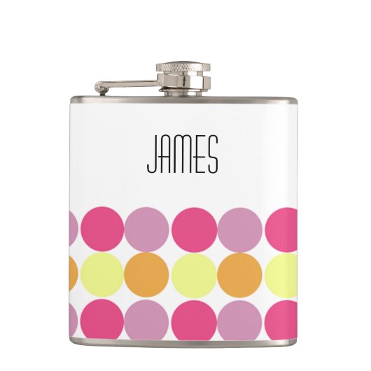 Custom Monogram Dots bunt Funny Flask Flask Flachmann (Vorderseite)