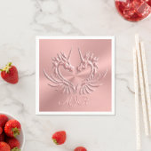 Custom Monogram Dragon Scale Herz, Rose Gold Serviette (Beispiel)