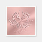Custom Monogram Dragon Scale Herz, Rose Gold Serviette (Vorderseite)