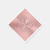 Custom Monogram Dragon Scale Herz, Rose Gold Serviette (Ecke)