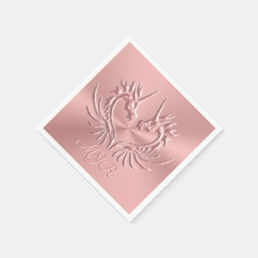 Custom Monogram Dragon Scale Herz, Rose Gold Serviette (Ecke)