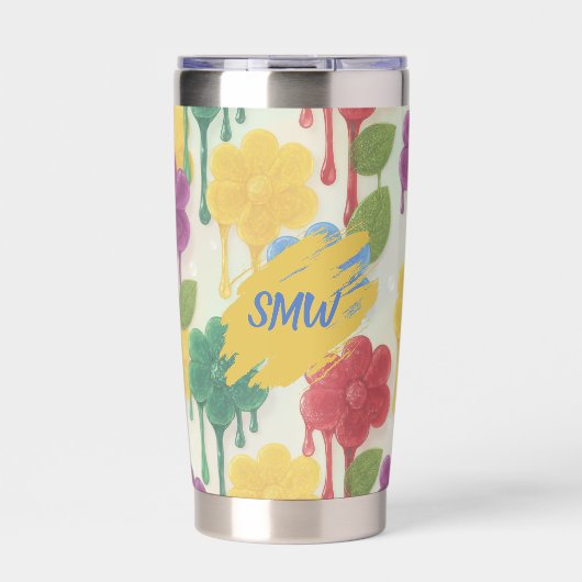 Custom Monogram Drip Flower  Thermobecher (Vorderseite)