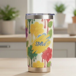 Custom Monogram Drip Flower  Thermobecher