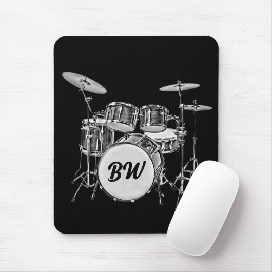 Custom Monogram Drummer Drum Kit Musician Music Mousepad (Mit Mouse)