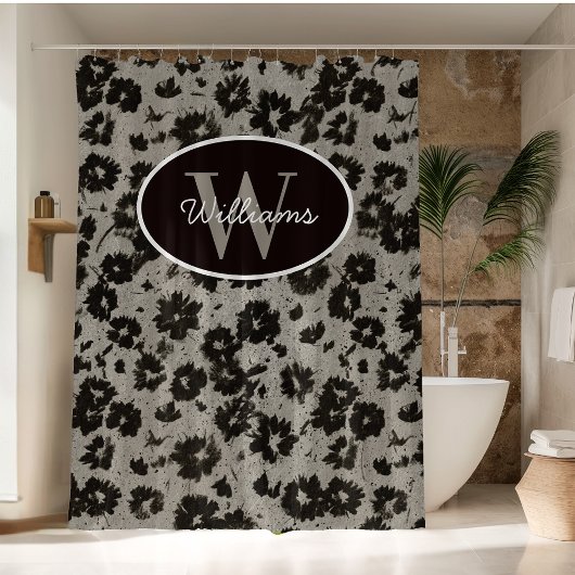 Custom Monogram Duschvorhang Moderne Blumenmatte