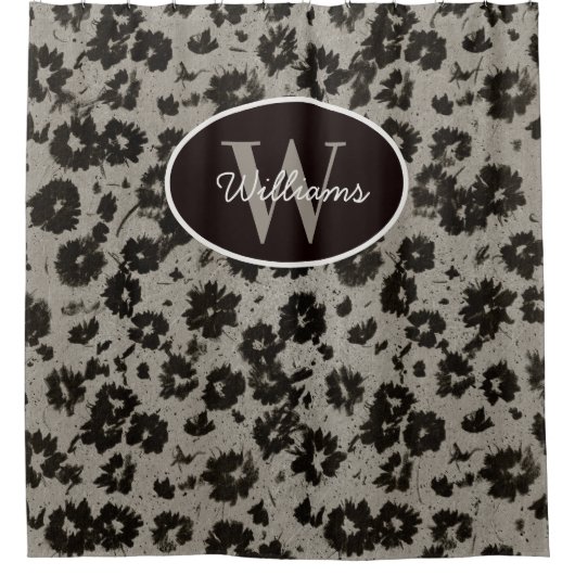 Custom Monogram Duschvorhang Moderne Blumenmatte (Vorderseite)