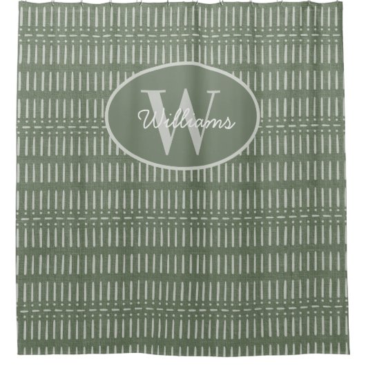 Custom Monogram Duschvorhang Sage Green Boho (Vorderseite)
