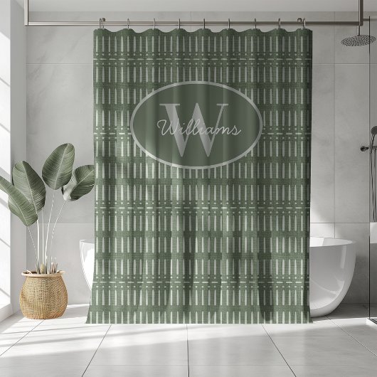 Custom Monogram Duschvorhang Sage Green Boho