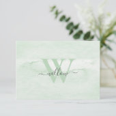 Custom Monogram Dusty Green Watercolor Family Dankeskarte (Stehend Vorderseite)