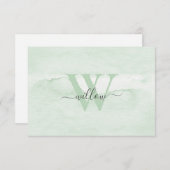 Custom Monogram Dusty Green Watercolor Family Dankeskarte (Vorne/Hinten)