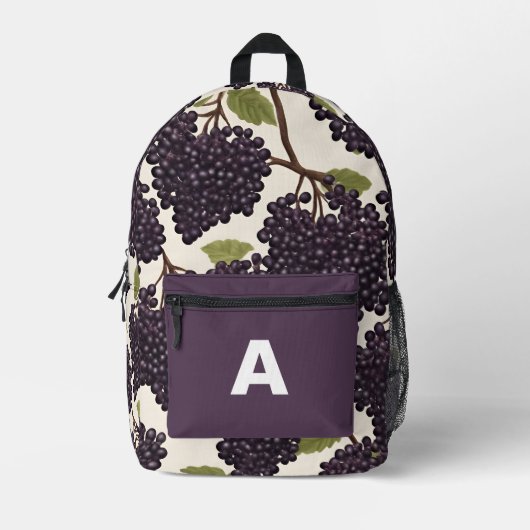 Custom Monogram Elderberry Elegance Backpack Bedruckter Rucksack (Vorderseite)