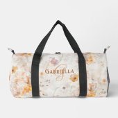 Custom Monogram Elegant Boho Floral Watercolor Duffle Bag (Vorderseite)