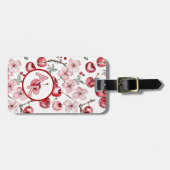 Custom Monogram Elegant Cherry Blossom Gepäckanhänger (Vorderseite horizontal)