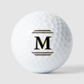 Custom Monogram Elegant Gold Black Personalized Golfball (Vorderseite)
