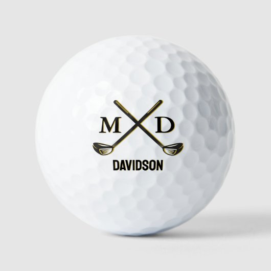 Custom Monogram Elegant Golfer Personalized Name Golfball (Vorderseite)