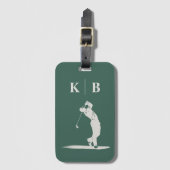 Custom Monogram Elegant Green Personalisiert Golf Gepäckanhänger (Vorderseite Vertikal)