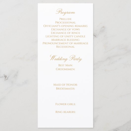 Custom Monogram Elegant Modern Gold Wedding Programm (Rückseite)