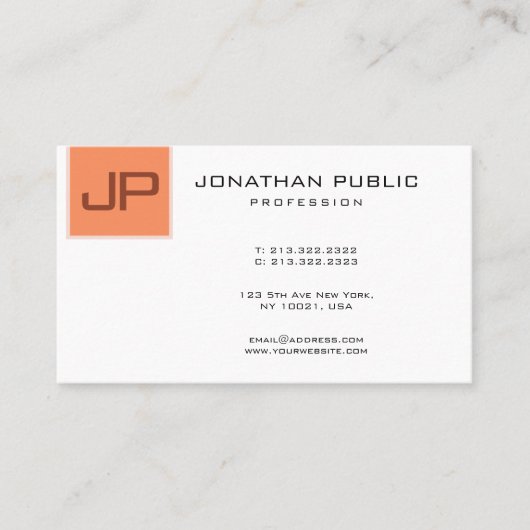 Custom Monogram Elegant Moderne Minimalistisch Visitenkarte (Vorderseite)