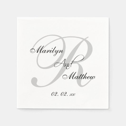 Custom Monogram Elegant Wedding Paper Napkins Serviette (Vorderseite)